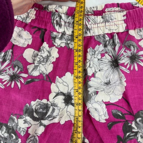 KUT from the Kloth Linen Blend Floral Shorts Women's Size 10 Pink Black White - Picture 7 of 8